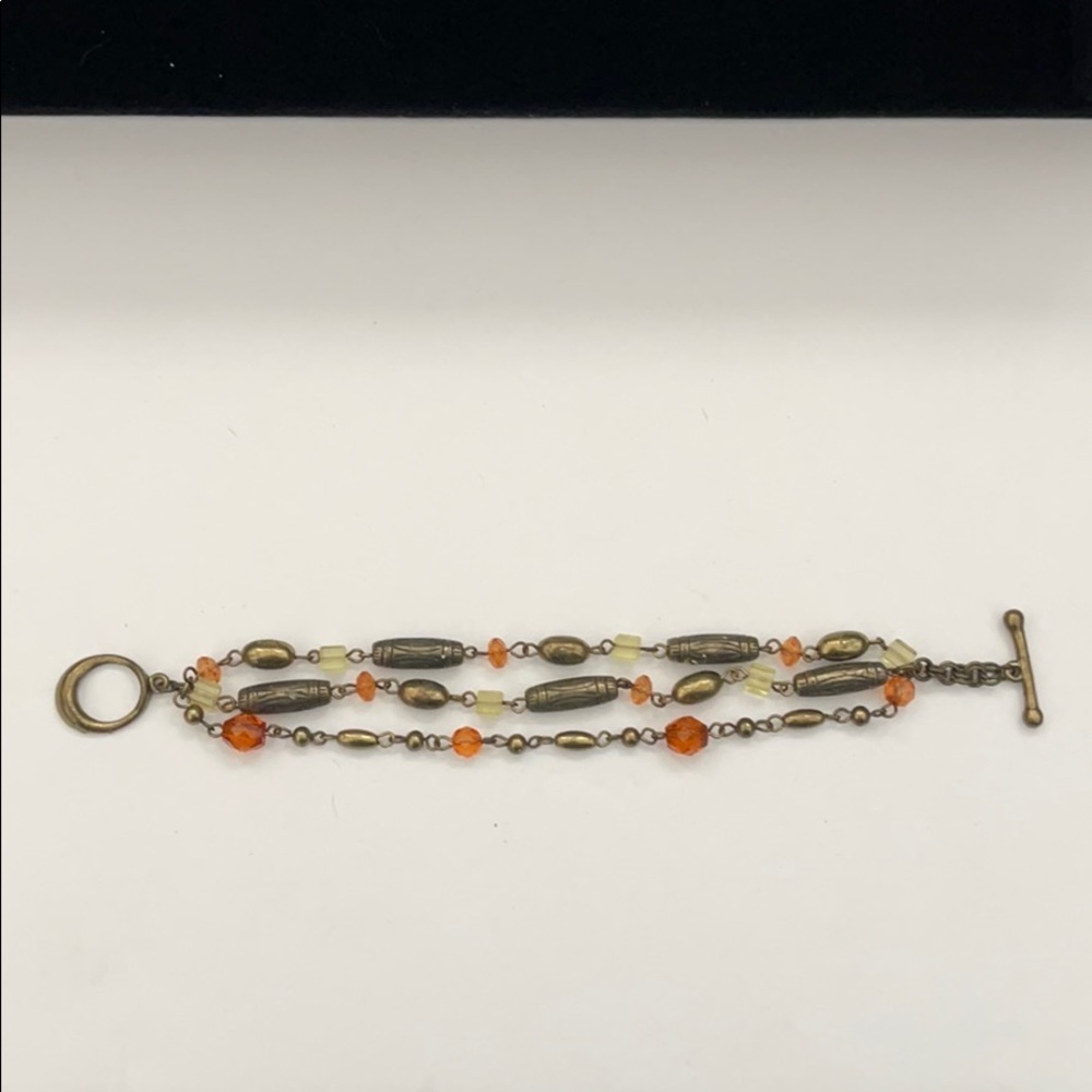 Brass Colored Bracelet with Toggle Closure